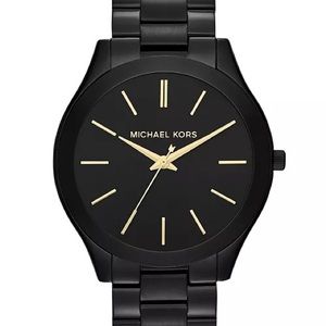 Unisex Slim Runway Black-Tone Stainless Steel Bracelet Watch 42mm